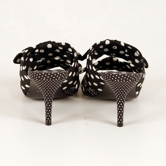 NIB Charles David Polka Dot Knotted Bow Heeled Sandals – Retro Glam Size 8 - Picture 3 of 7